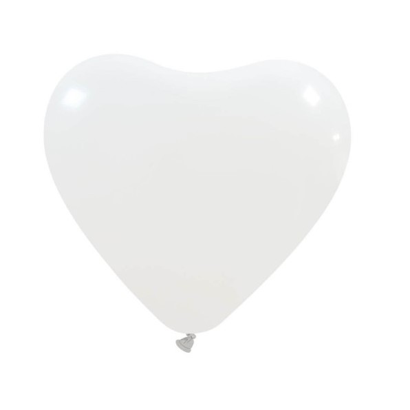 100 Balões Coração 26 cm - Branco