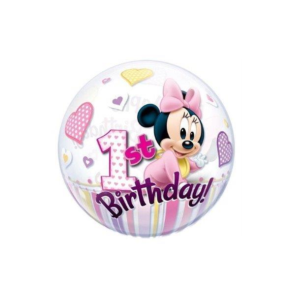 Globo Bubble Minnie 1º Cumpleaños