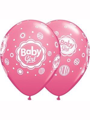 6 Balões 11" impressos Baby Girl - Rose Qualatex