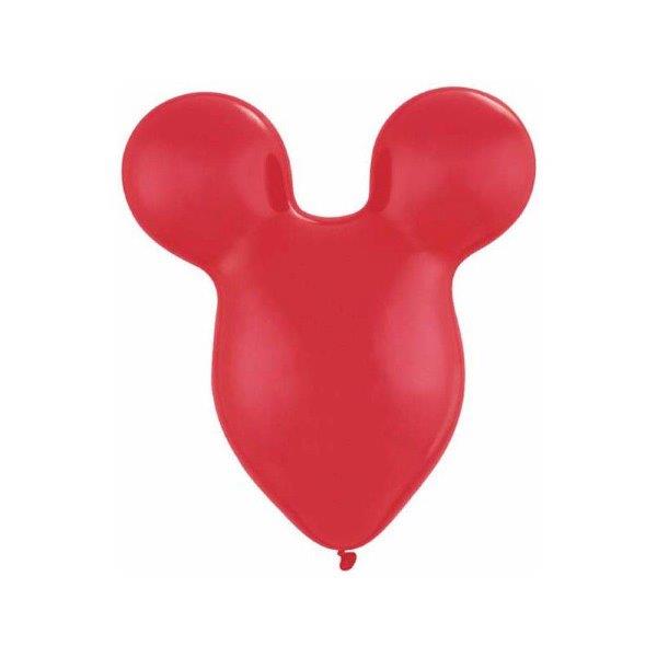 6 Balões Látex 15" Cabeça Mickey - Vermelho Qualatex