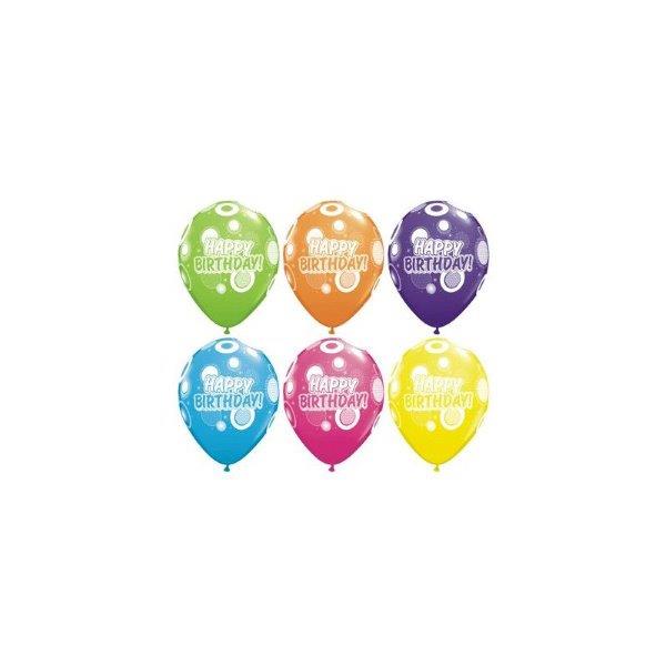 6 Balões impressos Happy Birthday Dots