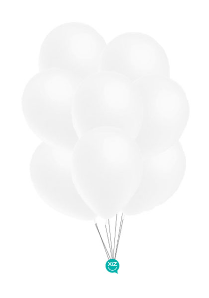 Saco de 100 Balões Metalizado 30cm - Branco Metalizado
