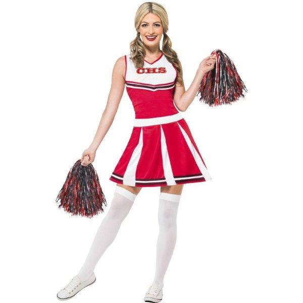 Fato Cheerleader Vermelho - Tamanho M Smiffys