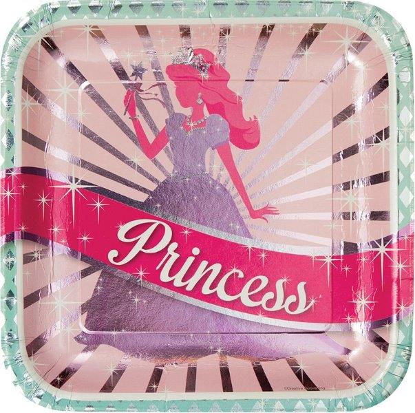 Pratos Aniversário Princesa Quadrados Creative Converting