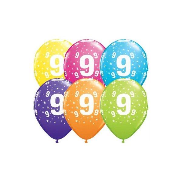 6 Balões impressos Aniversário nº9 - Tropical Qualatex