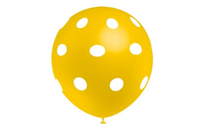 Saco de 10 Balões Impressos "Bolinhas" - Amarelo Torrado XiZ Party Supplies