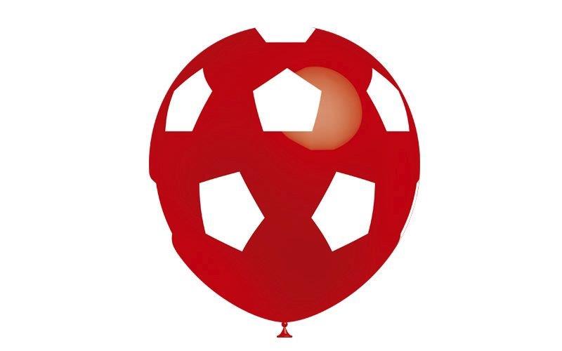 Saco de 10 Balões 32cm Bolas de Futebol - Vermelho