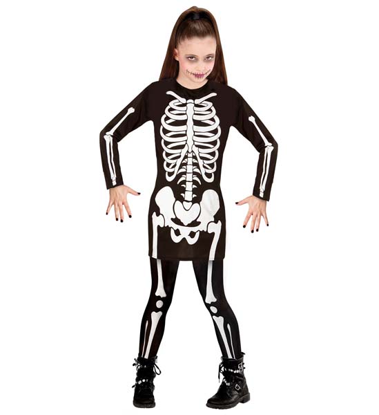 Fato Esqueleto Vestido - Tamanho 5/7 Anos