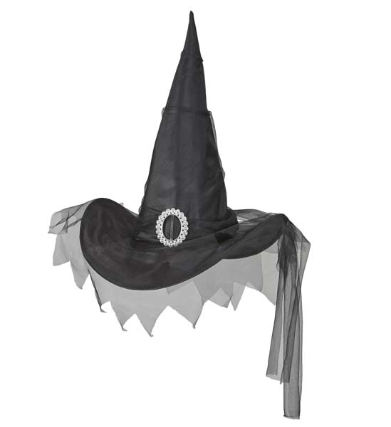 Sombrero de Bruja Negro con Tul