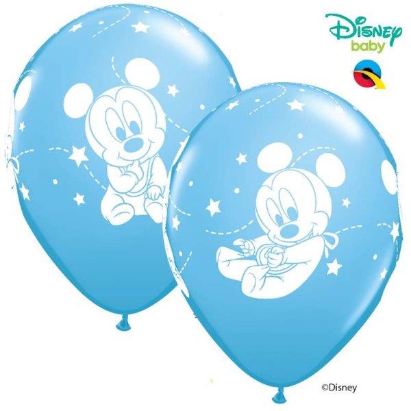 6 Globos Disney Mickey Baby - Pale Blue