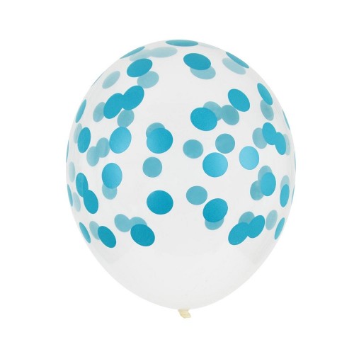 5 Balões Látex Impressos Confettis - Azul