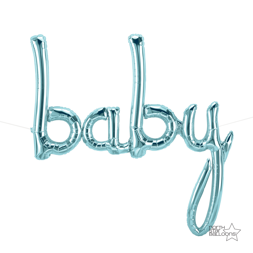 Balão Foil 46" Baby Script - Pastel Blue NorthStar