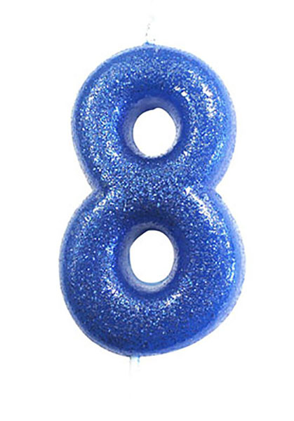 Vela Glitter nº8 - Azul