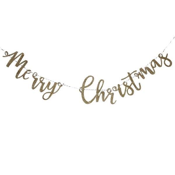 Grinalda Glitter Merry Christmas - Ouro