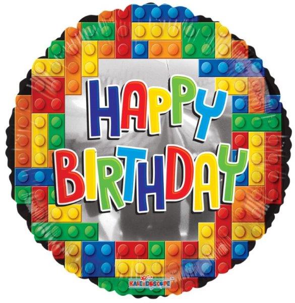 Balão Foil 18" Happy Birthday Blocks Kaleidoscope