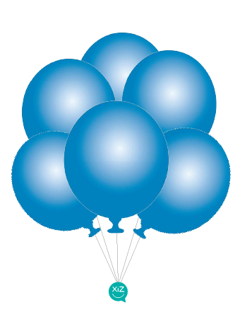6 Balões 32cm - Azul Médio