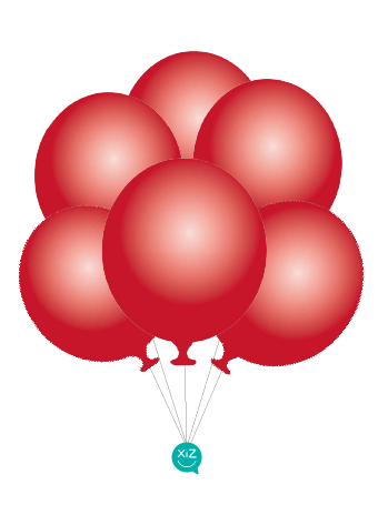 6 Balões 32cm - Vermelho Metalizado