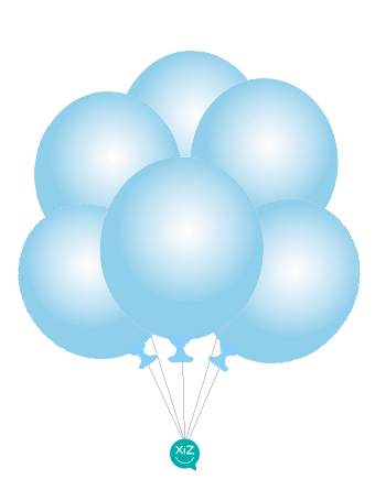 6 Balões 32cm - Azul Céu Metalizado