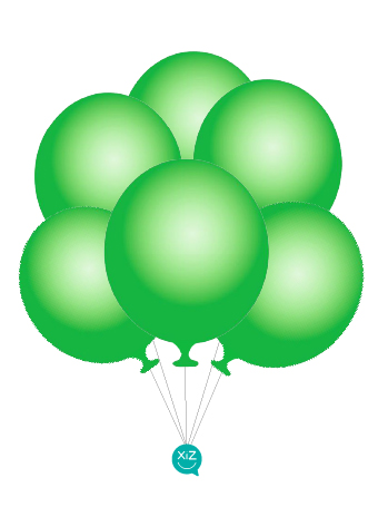 6 Balões 32cm - Verde Médio Metalizado