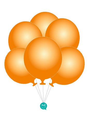 6 Balões 32cm - Laranja Metalizado