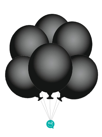 6 Balões 32cm - Preto Metalizado