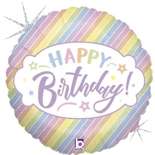 Balão Foil 18" Happy Birthday Pastel Grabo
