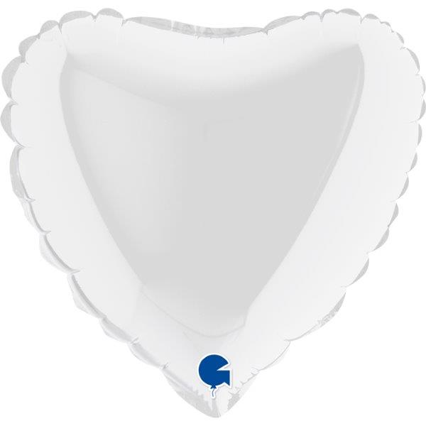 Balão Foil 9" Coração - Branco Grabo