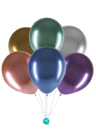 6 Balões 32cm Cromados - Multicor