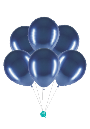 6 Balões 32cm Cromados - Azul Médio