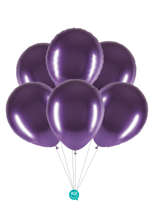 6 Balões 32cm Cromados - Roxo