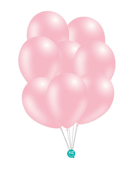 8 Balões Metalizado 30cm - Rosa Bebé