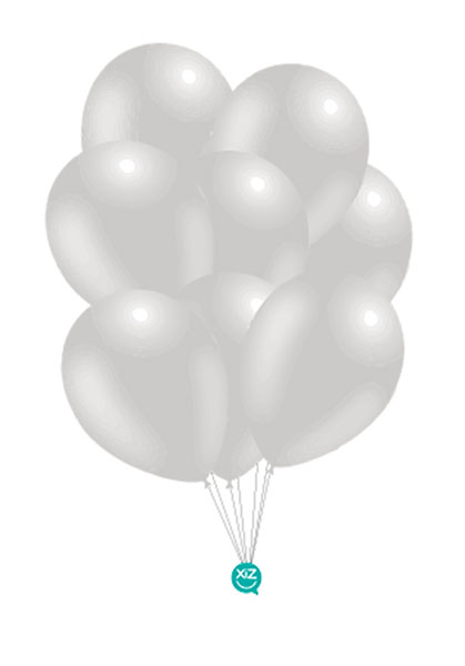 8 Balões Metalizado 30cm - Prata