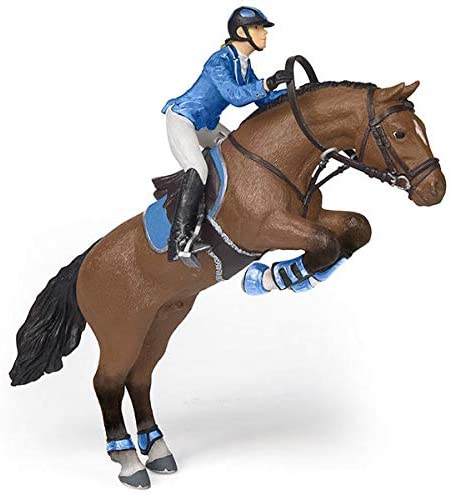 Figura Colecionável Cavalo de Salto de Obstáculos + Cavaleir Papo