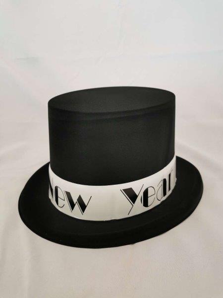 Sombrero de copa Ritz de tercioPeluca negro