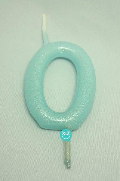 Vela 6cm nº0 - Glitter Azul Bebé