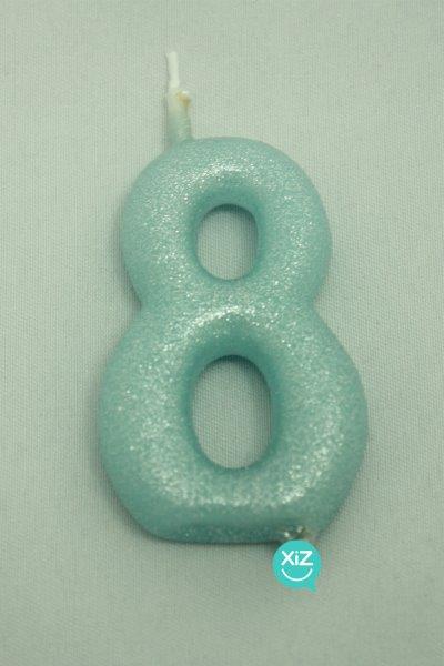 Vela 6cm nº8 - Purpurina Azul Bebé