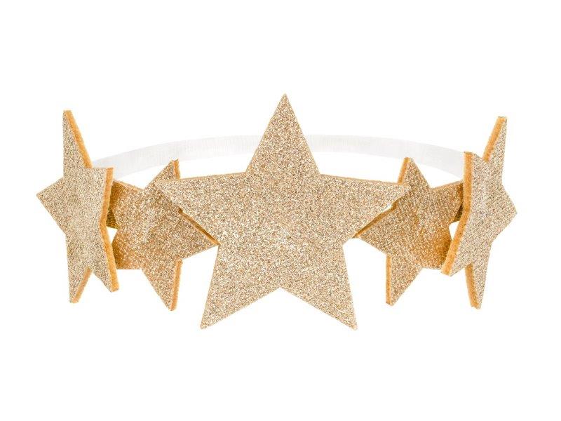 Tiara Estrelas Glitter Ouro