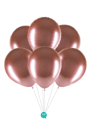 6 Balões 32cm Cromados - Rose Gold
