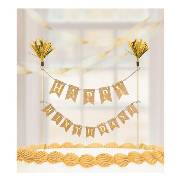 Topper para Tarta con banner de Happy Birthday Amscan