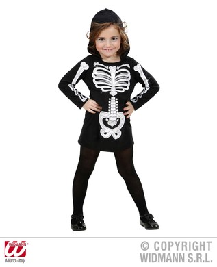 Fato Esqueleto Menina Glam - 4-5 Anos