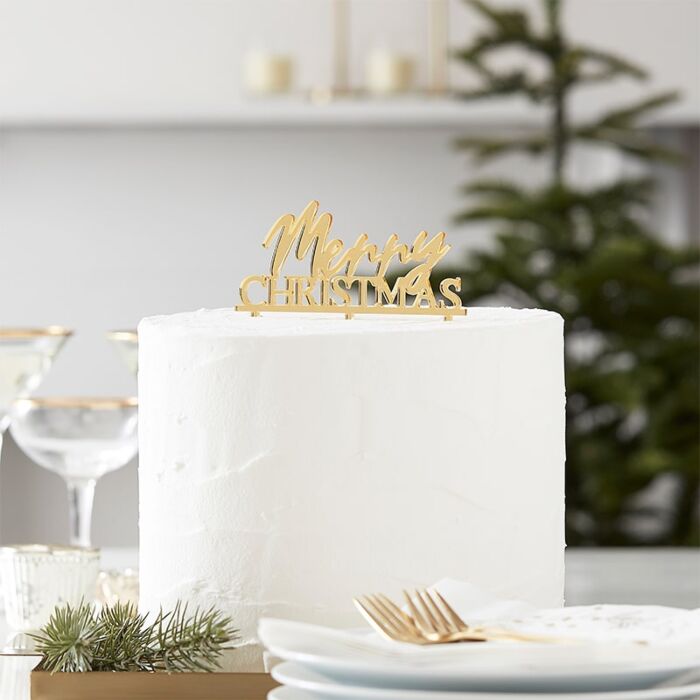 Topper para tarta Acrílico Merry Christmas - Oro