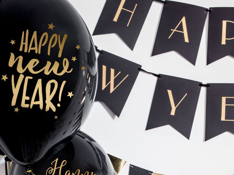 6 globos estampados 30cm, Happy New Year