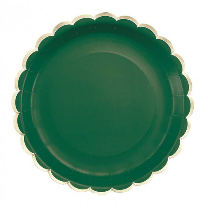 Platos con borde oro de 23 cm - Verde oscuro Tim e Puce