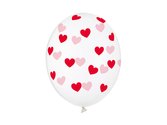 Balões Látex Impressos Corações - Vermelho