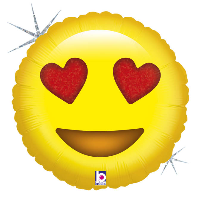 Globo holográfico de foil Emoji Love de 18