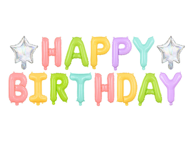Kit de globos pastel de happy birthday PartyDeco