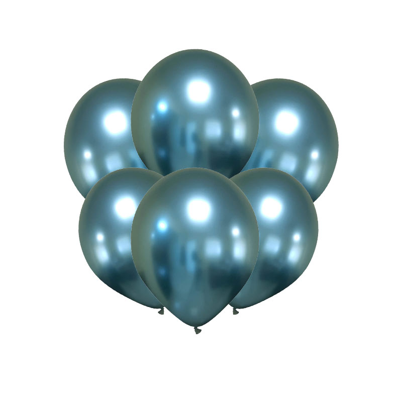 6 Balões 32cm Cromados - Azul Light