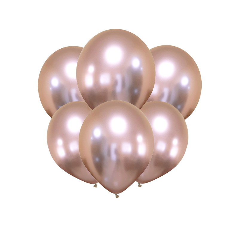6 Balões 32cm Cromados - Rosa Light