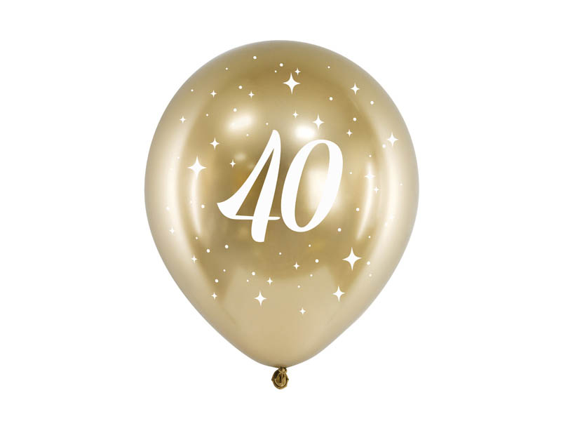 Balões Látex 40 Anos Glossy Gold