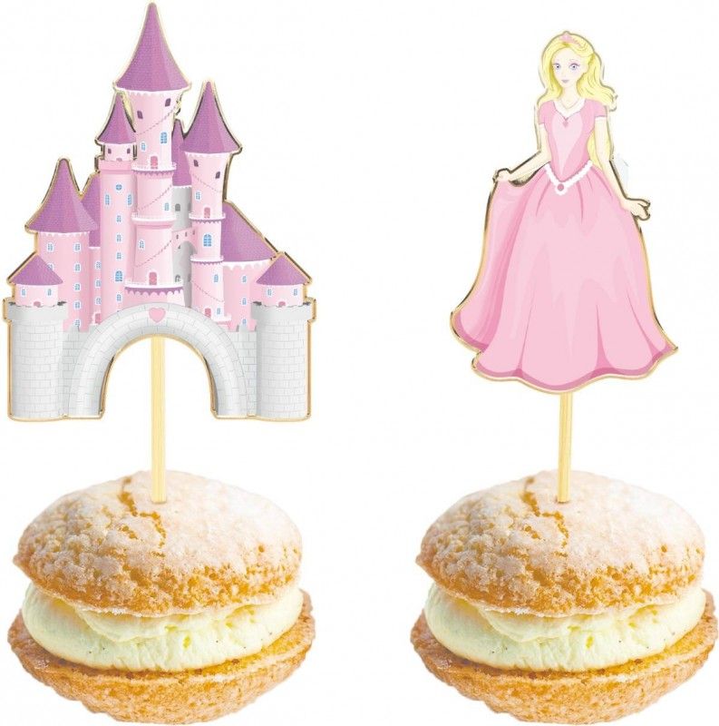 Topper para cupcakes de princesa y castillo